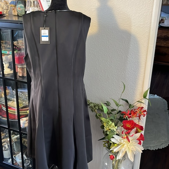 DKNY scuba dress with leather trim, leather type trim - Picture 6 of 6